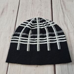 Kate Spade New York Scuba Plaid Beanie Hat NO Bow Black White